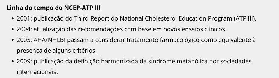 Linha do tempo do NCEP-ATP III