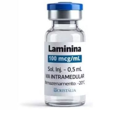 frasco de laminina injetável. A forma polimérica é a polilaminina