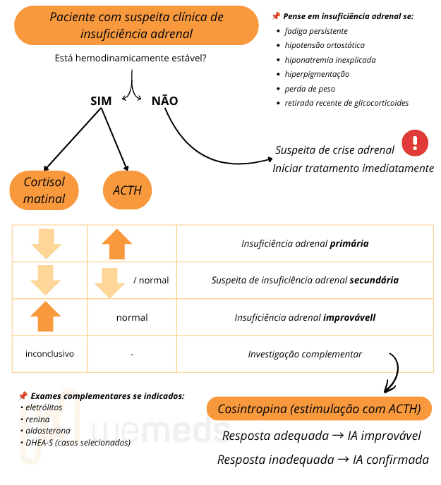Fluxograma para diagnóstico de insuficiência adrenal