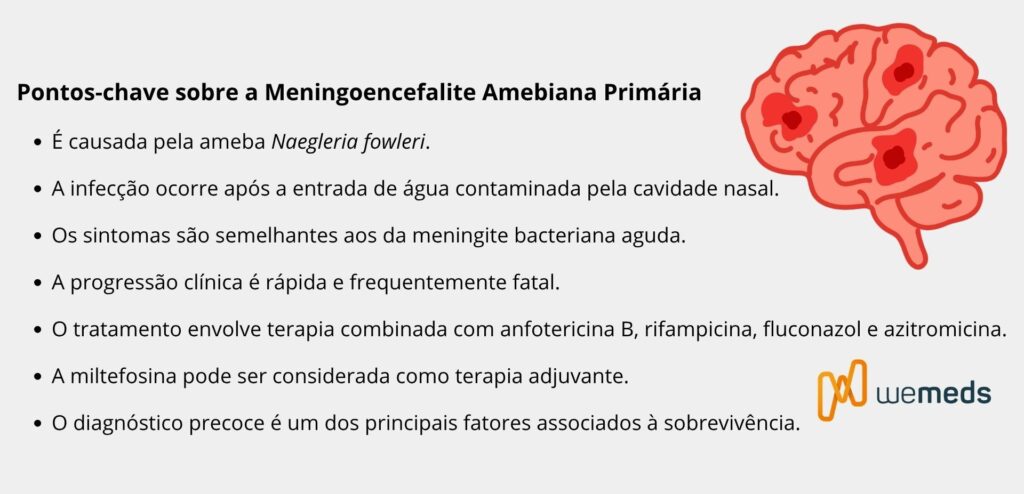 Pontos-chave sobre a Meningoencefalite amebiana primária, infecção causada pela Naegleria fowleri