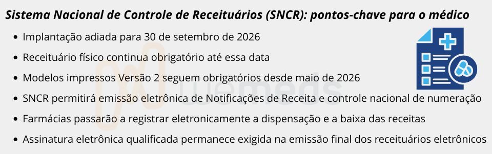 Sistema Nacional de Controle de Receituários (SNCR)   - Anvisa adia receitas eletrônicas controladas para setembro de 2026