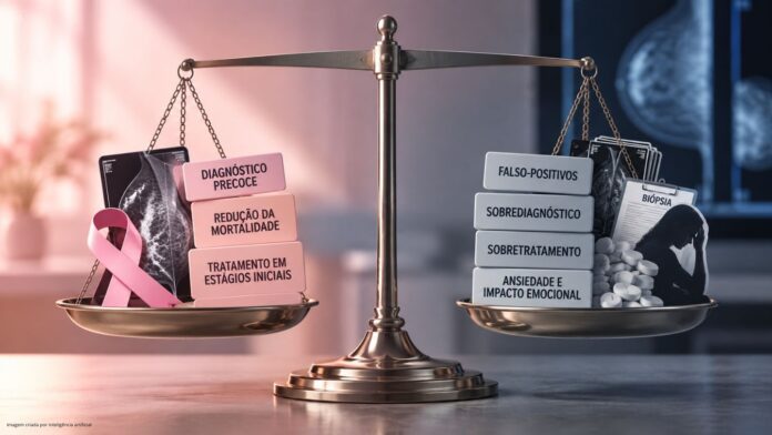 Balança entre benefícios e riscos da campanha outubro rosa para o câncer de mama